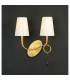 Paola Wall Lamp 2 Light E14 Gold Painted With Cream Shades & Amber Glass Droplets-2