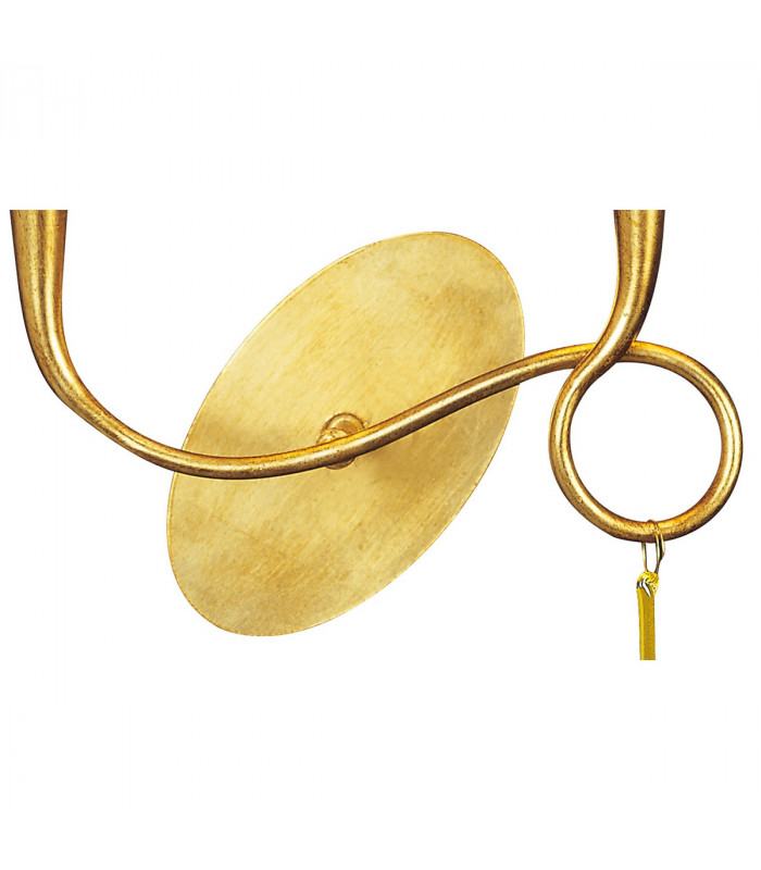 Paola Wall Lamp 2 Light E14 Gold Painted With Cream Shades & Amber Glass Droplets-3