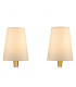 Paola Wall Lamp 2 Light E14 Gold Painted With Cream Shades & Amber Glass Droplets-5