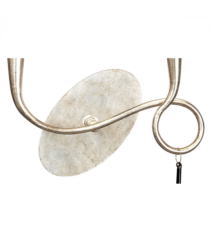 Paola Wall Lamp Switched 2 Light E14 Silver Painted With Cream Shades & Black Glass Droplets-3