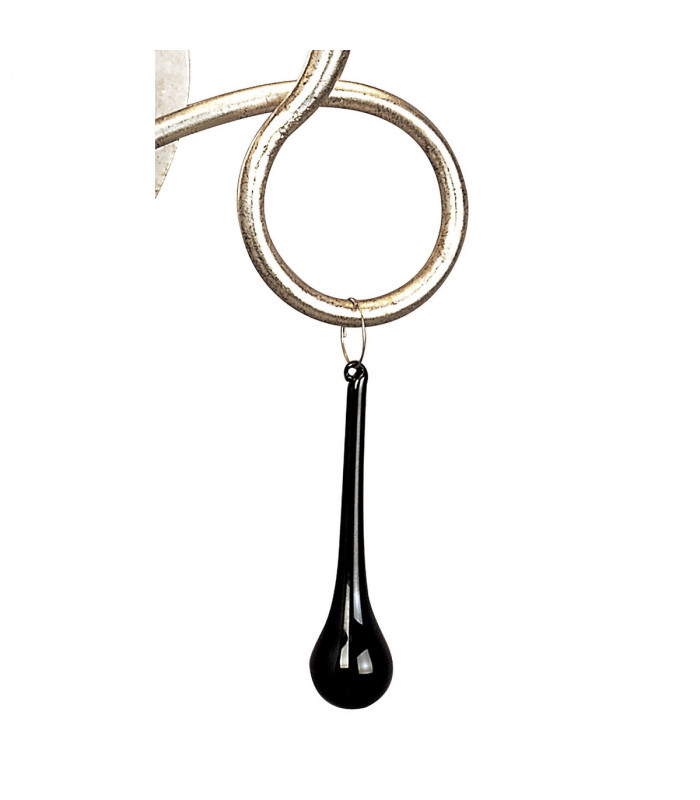 Paola Wall Lamp Switched 2 Light E14 Silver Painted With Cream Shades & Black Glass Droplets-4