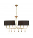 Paola Linear Pendant 2 Arm 6 Light E14 Gold Painted With Black Shades & Amber Glass Droplets-1