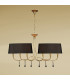 Paola Linear Pendant 2 Arm 6 Light E14 Gold Painted With Black Shades & Amber Glass Droplets-2