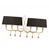 Paola Linear Pendant 2 Arm 6 Light E14 Gold Painted With Black Shades & Amber Glass Droplets-5
