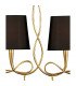 Paola Linear Pendant 2 Arm 6 Light E14 Gold Painted With Black Shades & Amber Glass Droplets-7