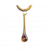 Paola Linear Pendant 2 Arm 6 Light E14 Gold Painted With Black Shades & Amber Glass Droplets-8