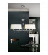 Paola Linear Pendant 2 Arm 6 Light E14 Silver Painted With Cream Shades & Black Glass Droplets-3