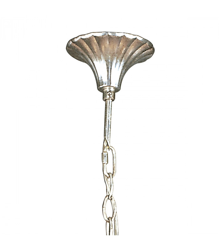 Paola Linear Pendant 2 Arm 6 Light E14 Silver Painted With Cream Shades & Black Glass Droplets-4