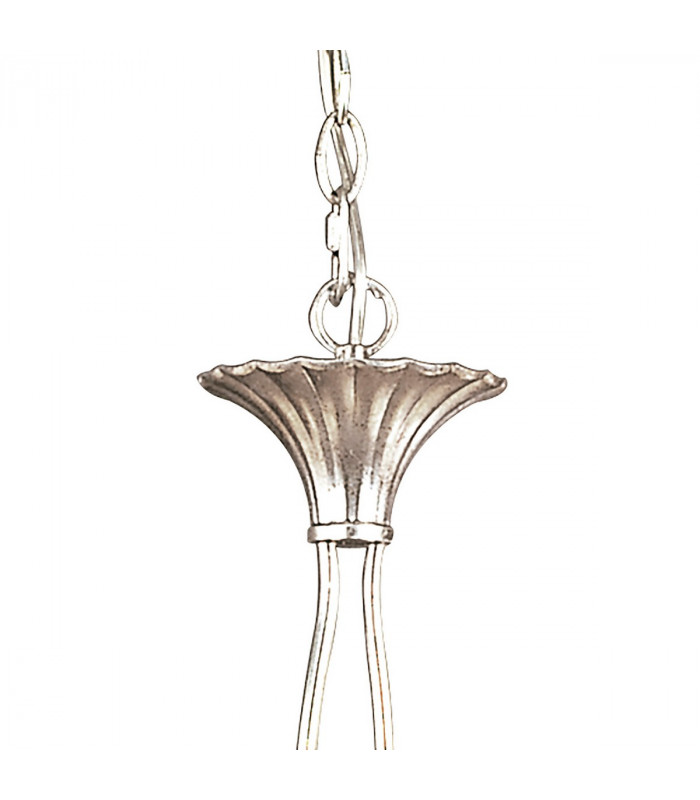 Paola Linear Pendant 2 Arm 6 Light E14 Silver Painted With Cream Shades & Black Glass Droplets-5