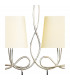 Paola Linear Pendant 2 Arm 6 Light E14 Silver Painted With Cream Shades & Black Glass Droplets-8