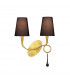Paola Wall Lamp Switched 2 Light E14 Gold Painted With Black Shades & Amber Glass Droplets-1