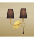 Paola Wall Lamp Switched 2 Light E14 Gold Painted With Black Shades & Amber Glass Droplets-2