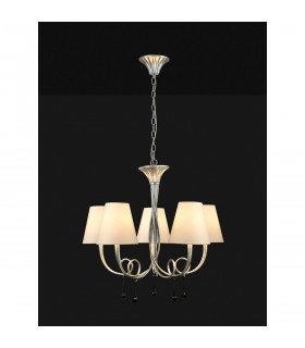 Paola Pendant 70cm Round 5 x E14 (Max 40W) Silver Painting Cream Shades-2