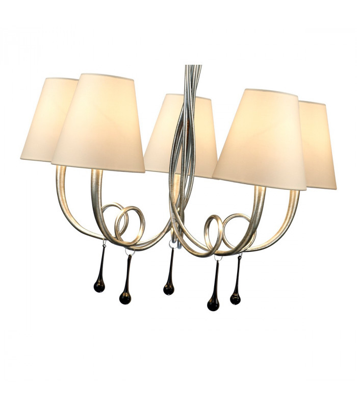 Paola Pendant 70cm Round 5 x E14 (Max 40W) Silver Painting Cream Shades-5