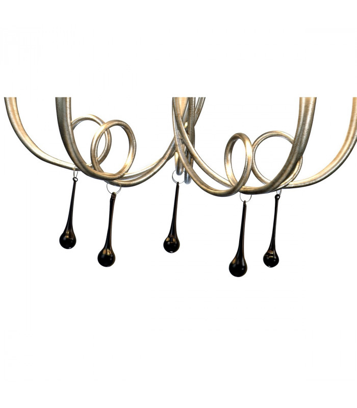 Paola Pendant 70cm Round 5 x E14 (Max 40W) Silver Painting Cream Shades-6
