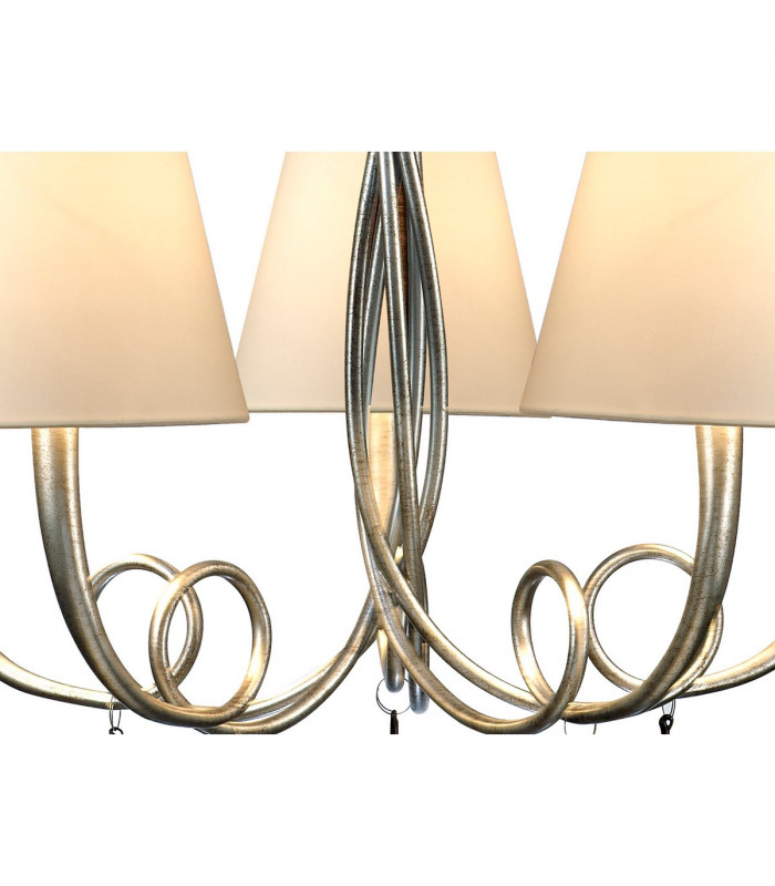 Paola Pendant 70cm Round 5 x E14 (Max 40W) Silver Painting Cream Shades-7