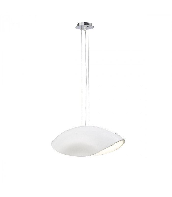 Pasion Rectangular Pendant 4 Light E27 Gloss White/White Acrylic/Polished Chrome CFL Lamps INCLUDED-1