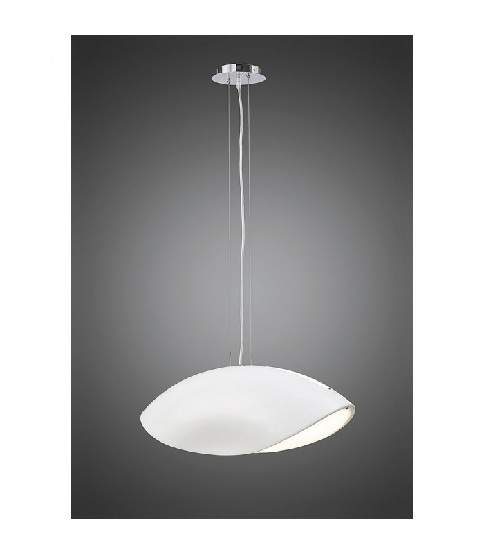 Pasion Rectangular Pendant 4 Light E27 Gloss White/White Acrylic/Polished Chrome CFL Lamps INCLUDED-2