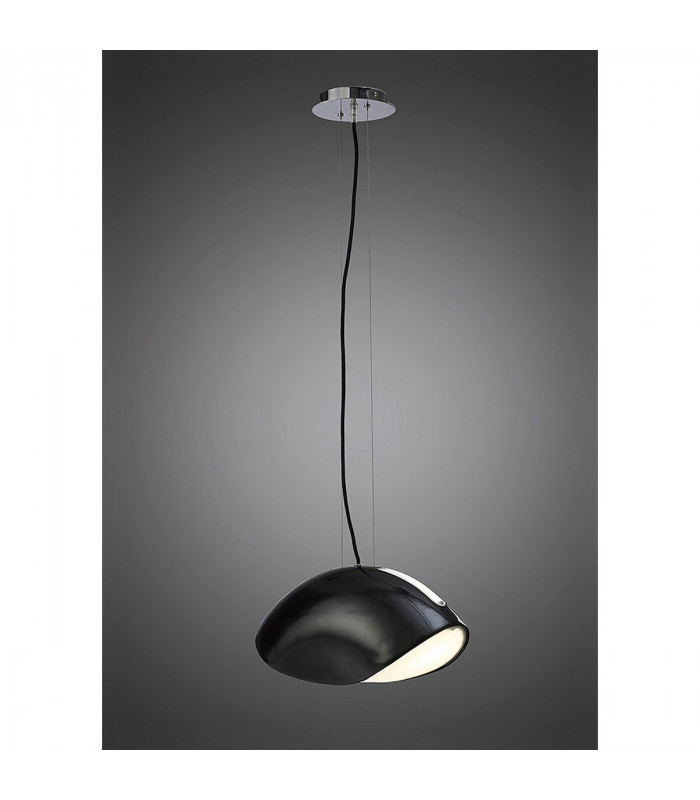 Pasion Rectangular Pendant 3 Light E27 Gloss Black/White Acrylic/Polished Chrome CFL Lamps INCLUDED-2