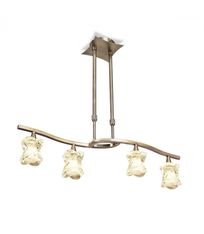 Rosa Del Desierto Telescopic Linear Pendant Line 4 Light G9 Antique Brass-1