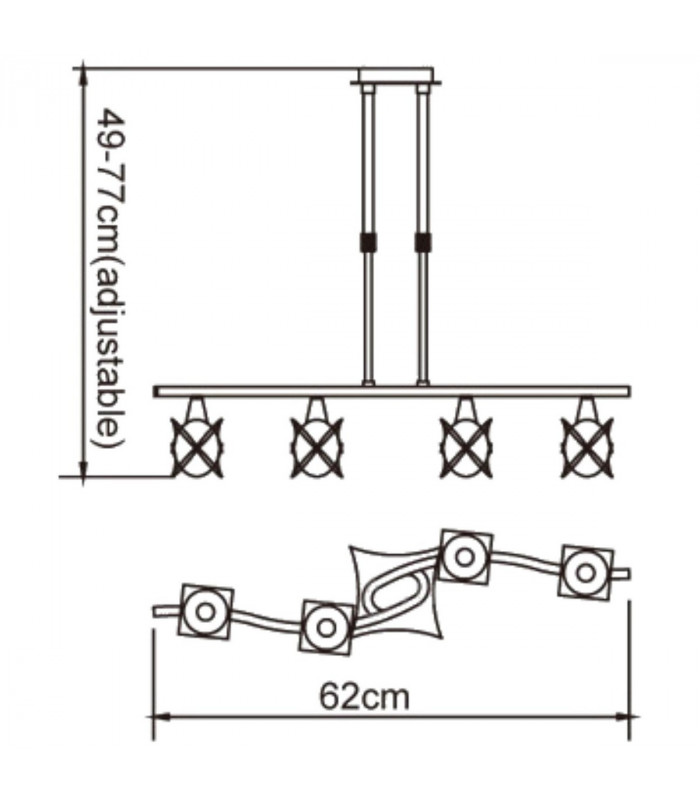 Rosa Del Desierto Telescopic Linear Pendant Line 4 Light G9 Antique Brass-7