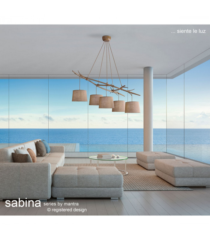 Sabina Pendant 30cm Round 1 x E27 (Max 20W) Imitation Wood Linen Shade-3