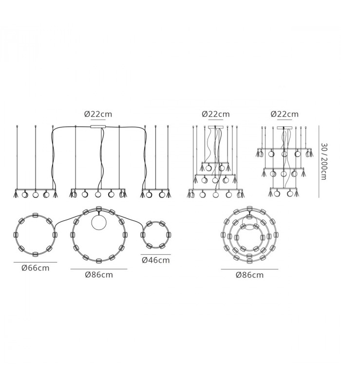 Shell 12+8+4 Light Pendant Round 120W LED 3000K 6360lm Gold 3yrs Warranty-7
