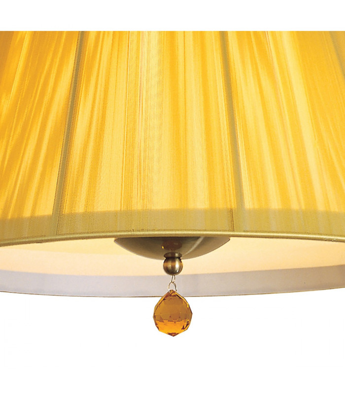 Siena Pendant Round 1 Light E27 Antique Brass With Amber Cream Shade And Amber Crystal-6