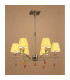 Siena Pendant Round 6 Light E14 Antique Brass With Amber Cream Shades And Amber Crystal-2