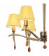 Siena Pendant Round 6 Light E14 Antique Brass With Amber Cream Shades And Amber Crystal-6