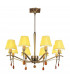 Siena Pendant Round 8 Light E14 Antique Brass With Amber Cream Shades And Amber Crystal-1