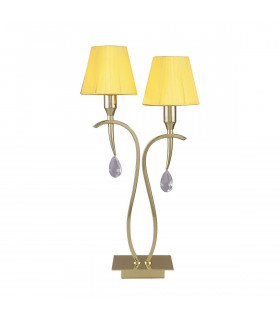 Siena Table Lamp 2 Light E14 Polished Brass With Amber Cream Shades And Clear Crystal-1