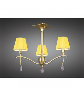 Siena Semi Flush Round 3 Light E14 Polished Brass With Amber Cream Shades And Clear Crystal-2