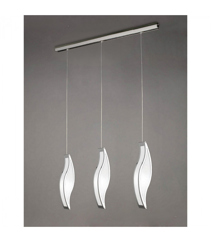 Sintesys Linear Pendant 3 Drop GU10 3 Light Bar Polished Chrome CFL Lamps INCLUDED-2