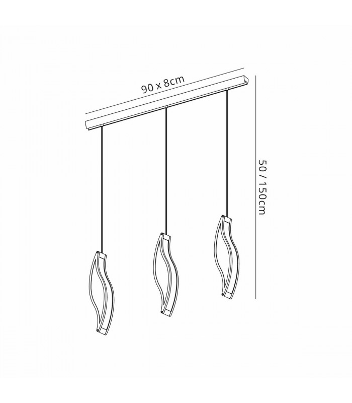 Sintesys Linear Pendant 3 Drop GU10 3 Light Bar Polished Chrome CFL Lamps INCLUDED-9