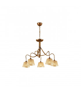 (0039 001) Tentacle Pendant 5 Light E14 Rustic Gold-1