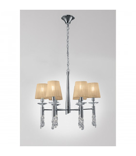 Tiffany Pendant 6+6 Light E14+G9 Polished Chrome With Soft Bronze Shades & Clear Crystal-2