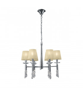 Tiffany Pendant 6+6 Light E14+G9 Polished Chrome With Cream Shades & Clear Crystal-1
