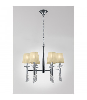 Tiffany Pendant 6+6 Light E14+G9 Polished Chrome With Cream Shades & Clear Crystal-2