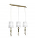 Tiffany Linear Pendant 3+3 Light E27+G9 Line Antique Brass With White Shades & Clear Crystal-1