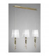 Tiffany Linear Pendant 3+3 Light E27+G9 Line Antique Brass With White Shades & Clear Crystal-2