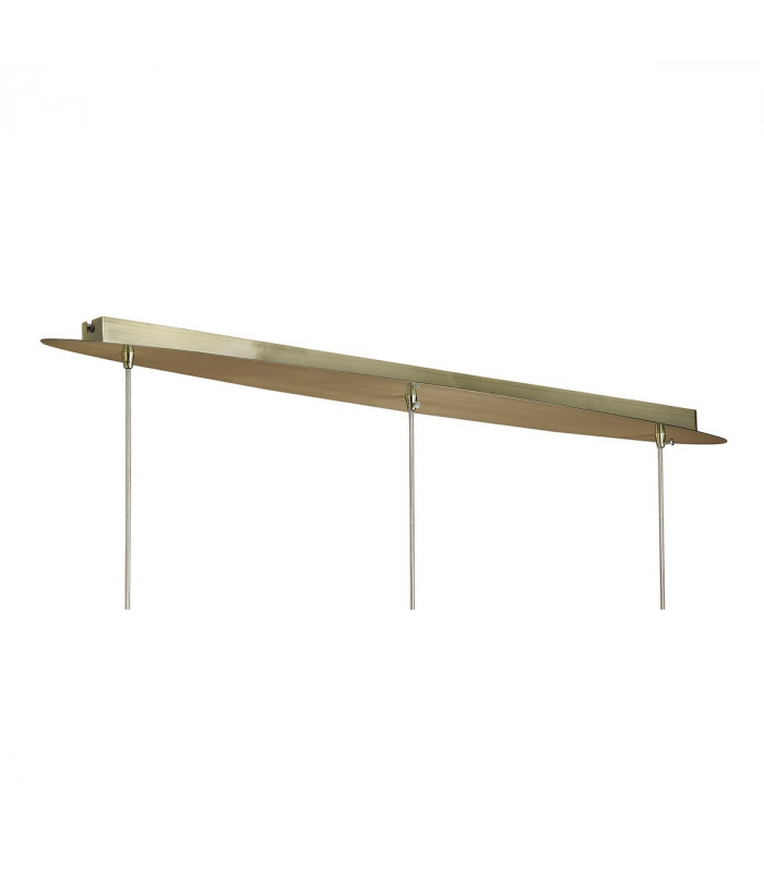 Tiffany Linear Pendant 3+3 Light E27+G9 Line Antique Brass With White Shades & Clear Crystal-3