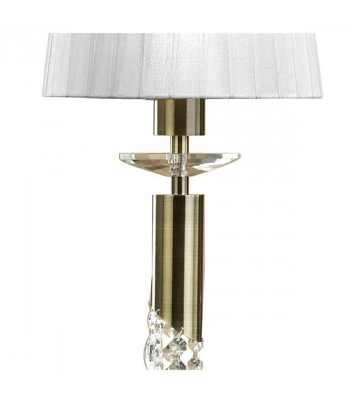 Tiffany Linear Pendant 3+3 Light E27+G9 Line Antique Brass With White Shades & Clear Crystal-5