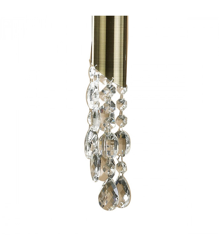 Tiffany Linear Pendant 3+3 Light E27+G9 Line Antique Brass With White Shades & Clear Crystal-6