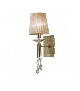 Tiffany Wall Lamp 1+1 Light E14 With Soft Bronze Shade Antique Brass/Crystal-1
