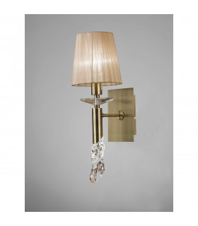 Tiffany Wall Lamp 1+1 Light E14 With Soft Bronze Shade Antique Brass/Crystal-2