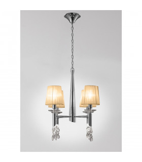 Tiffany Pendant 4+4 Light E14+G9 Polished Chrome With Soft Bronze Shades & Clear Crystal-2