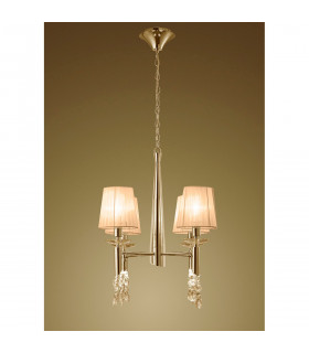 Tiffany Pendant 4+4 Light E14+G9 French Gold With Soft Bronze Shades & Clear Crystal-2