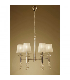 Tiffany Pendant 6+6 Light E14+G9 French Gold With Cream Shades & Clear Crystal-2