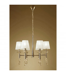 Tiffany Pendant 6+6 Light E14+G9 French Gold With White Shades & Clear Crystal-2